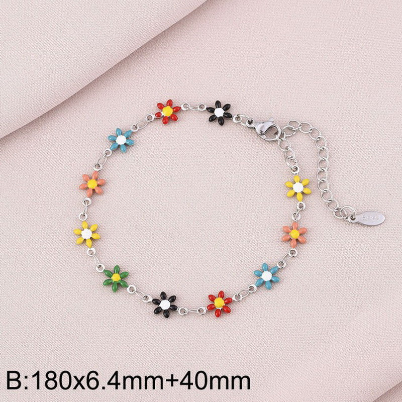 Basic Cross Daisy Stainless Steel Plating Bracelets Necklace