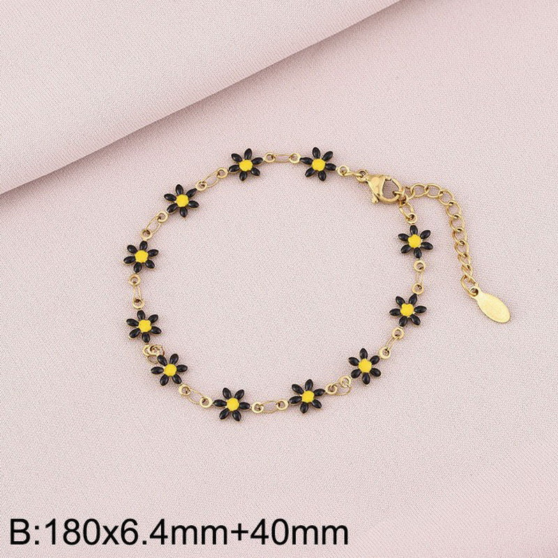 Basic Cross Daisy Stainless Steel Plating Bracelets Necklace