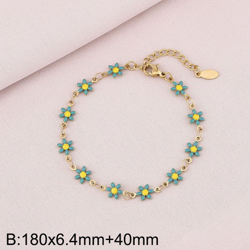 Basic Cross Daisy Stainless Steel Plating Bracelets Necklace