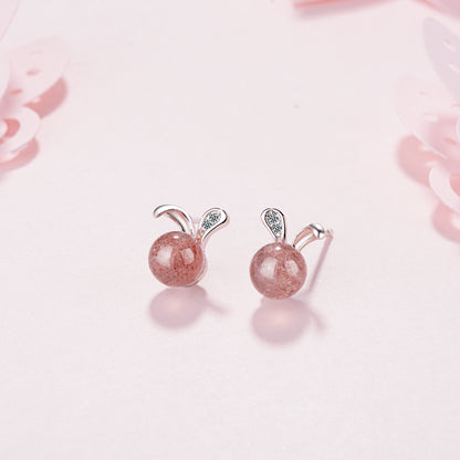 1 Pair Cute Sweet Rabbit Inlay Copper Crystal Zircon White Gold Plated Ear Studs