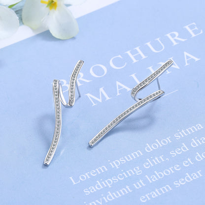 1 Pair Simple Style Waves Inlay Copper Zircon White Gold Plated Ear Studs