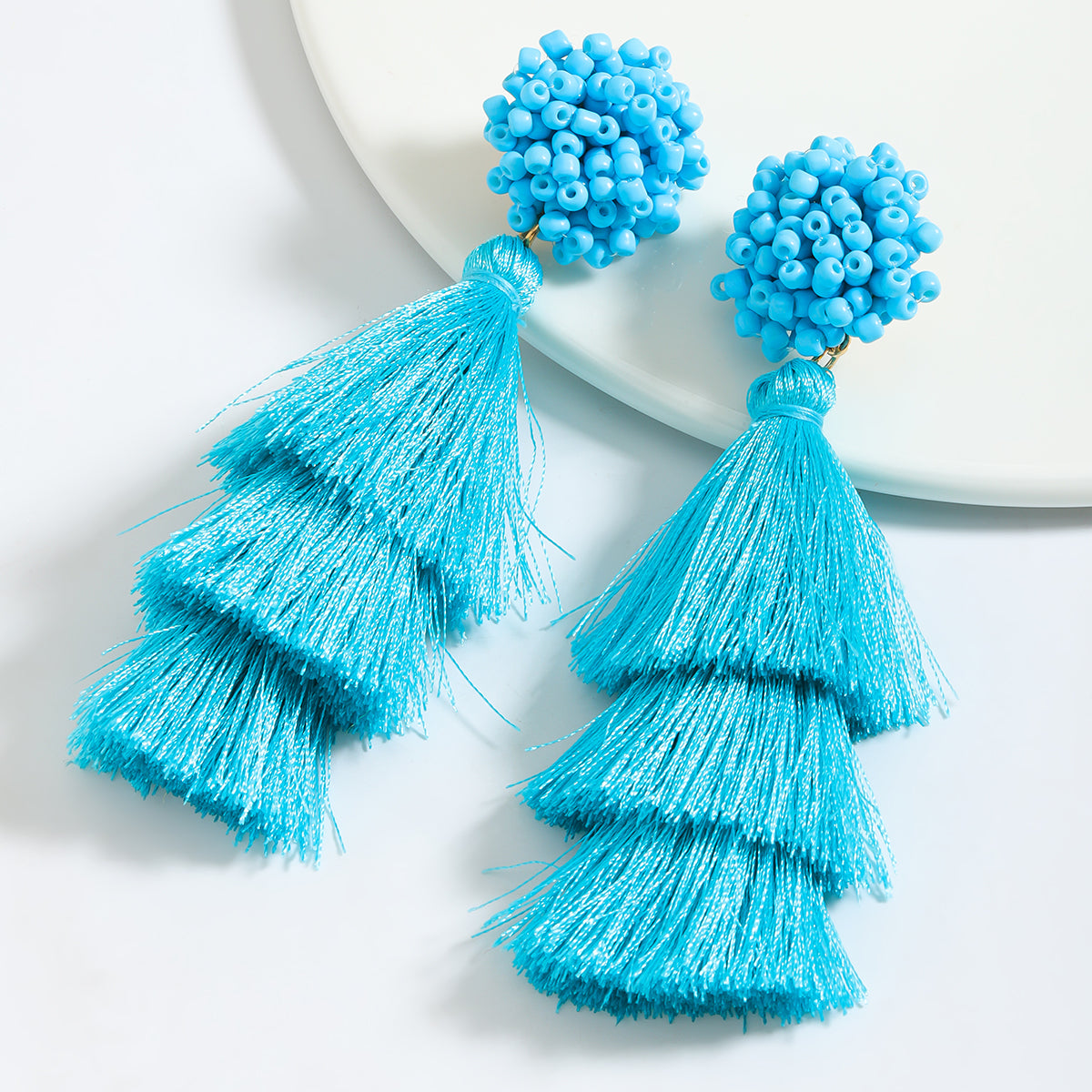 1 Pair Vacation Tassel Handmade Cloth Fabric Handmade Drop Earrings