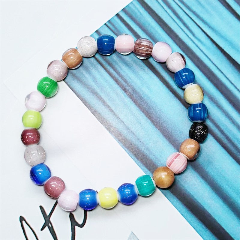 Ethnic Style Crack Turquoise Glass Beaded Bracelets