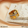 Titanium Steel 18K Gold Plated Basic Letter Inlay Rhinestones Rings