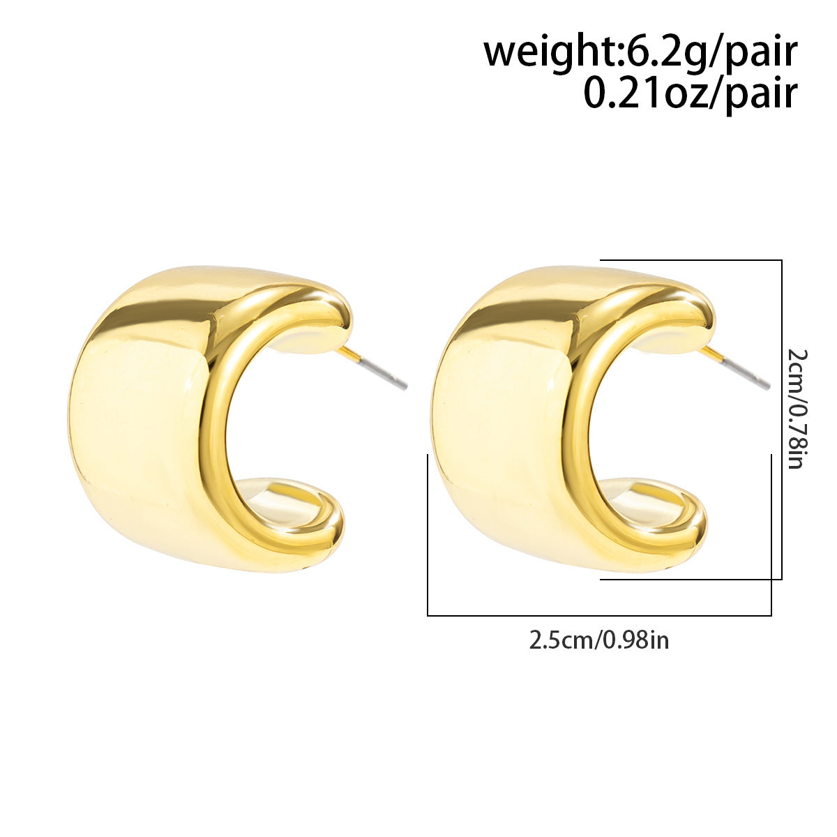 1 Pair IG Style Sweet Commute Semicircle Plating Copper 18K Gold Plated Ear Studs