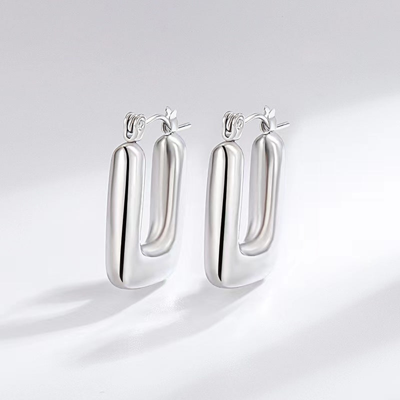 1 Pair Fashion Solid Color Plating 304 Stainless Steel 18K Gold Plated Earrings