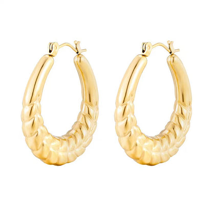 1 Pair Fashion Solid Color Plating 304 Stainless Steel 18K Gold Plated Earrings