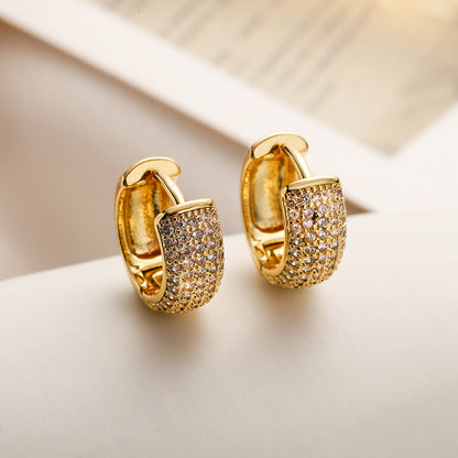 1 Pair Simple Style Commute U Shape Plating Inlay Copper Zircon 18k Gold Plated Earrings