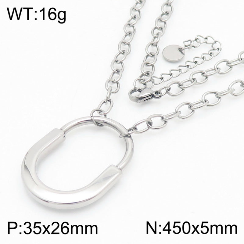 Basic Oval Titanium Steel Necklace