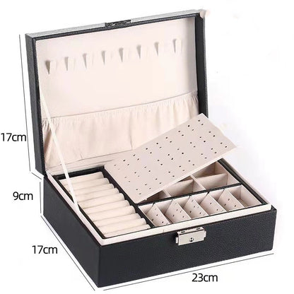 Basic Square Solid Color Pu Leather Flocking Jewelry Boxes