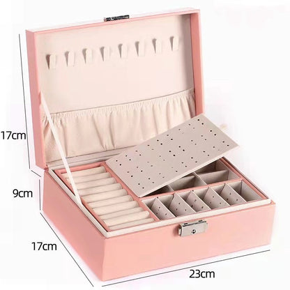 Basic Square Solid Color Pu Leather Flocking Jewelry Boxes