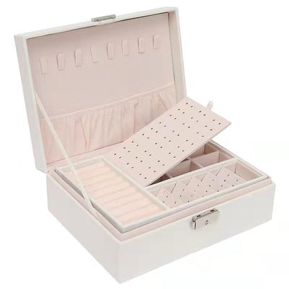 Basic Square Solid Color Pu Leather Flocking Jewelry Boxes