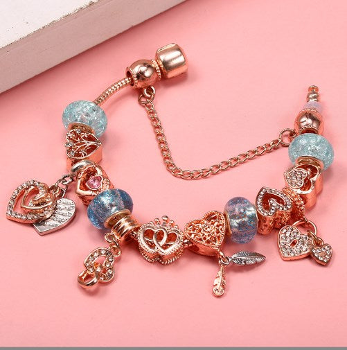 Sweet Heart Shape Crown Flower Copper Bracelets In Bulk