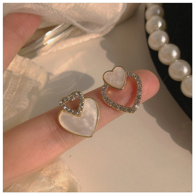 1 Pair Modern Style Simple Style Heart Shape Flower Bow Knot Inlay Alloy Rhinestones Drop Earrings Ear Studs