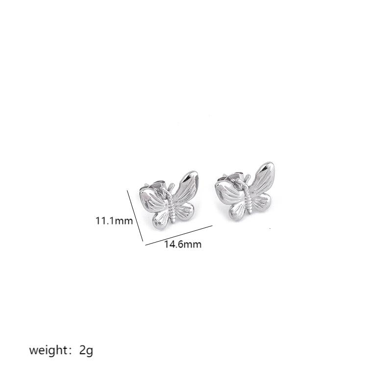 Sweet Heart Shape Butterfly Stainless Steel Plating Hollow Out Inlay Acrylic 18k Gold Plated Ear Studs