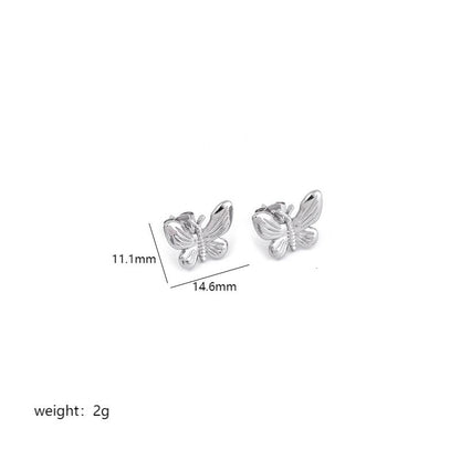 Sweet Heart Shape Butterfly Stainless Steel Plating Hollow Out Inlay Acrylic 18k Gold Plated Ear Studs