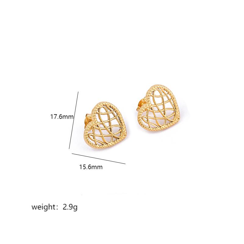 Sweet Heart Shape Butterfly Stainless Steel Plating Hollow Out Inlay Acrylic 18k Gold Plated Ear Studs