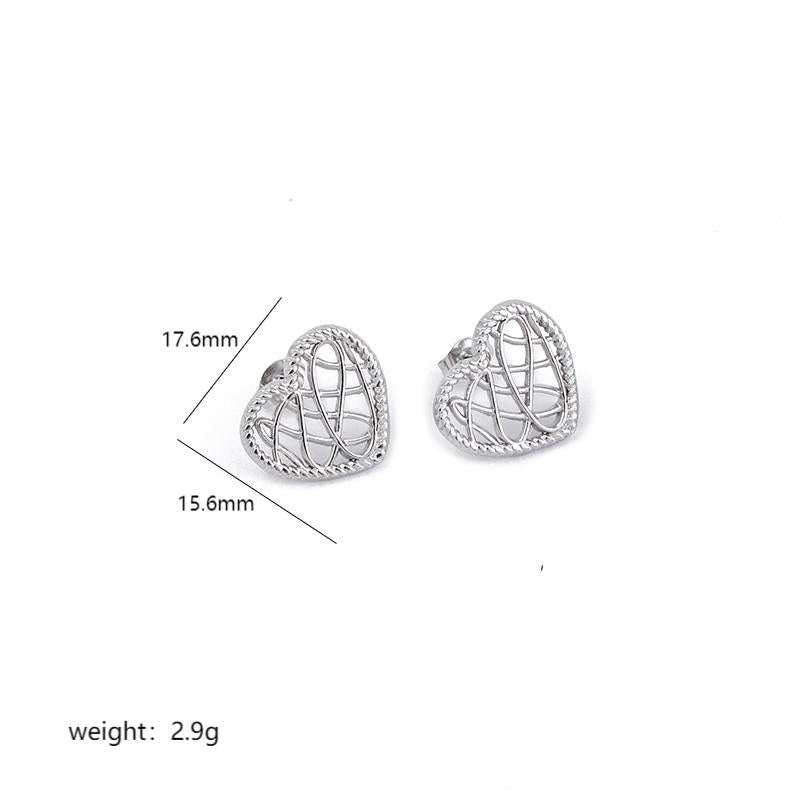 Sweet Heart Shape Butterfly Stainless Steel Plating Hollow Out Inlay Acrylic 18k Gold Plated Ear Studs