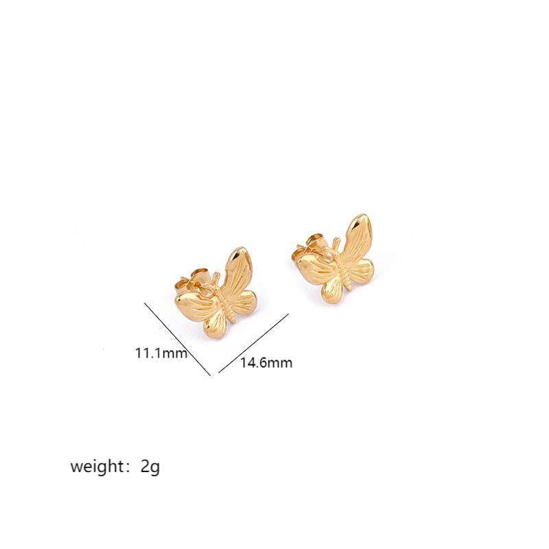 Sweet Heart Shape Butterfly Stainless Steel Plating Hollow Out Inlay Acrylic 18k Gold Plated Ear Studs