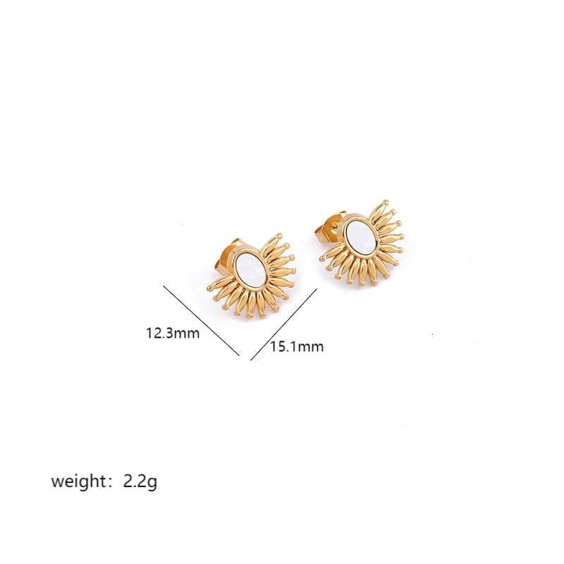 Sweet Heart Shape Butterfly Stainless Steel Plating Hollow Out Inlay Acrylic 18k Gold Plated Ear Studs