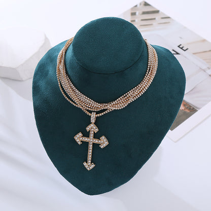Lady Cross Alloy Inlay Rhinestones Women's Necklace