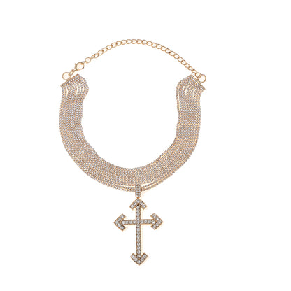 Lady Cross Alloy Inlay Rhinestones Women's Necklace