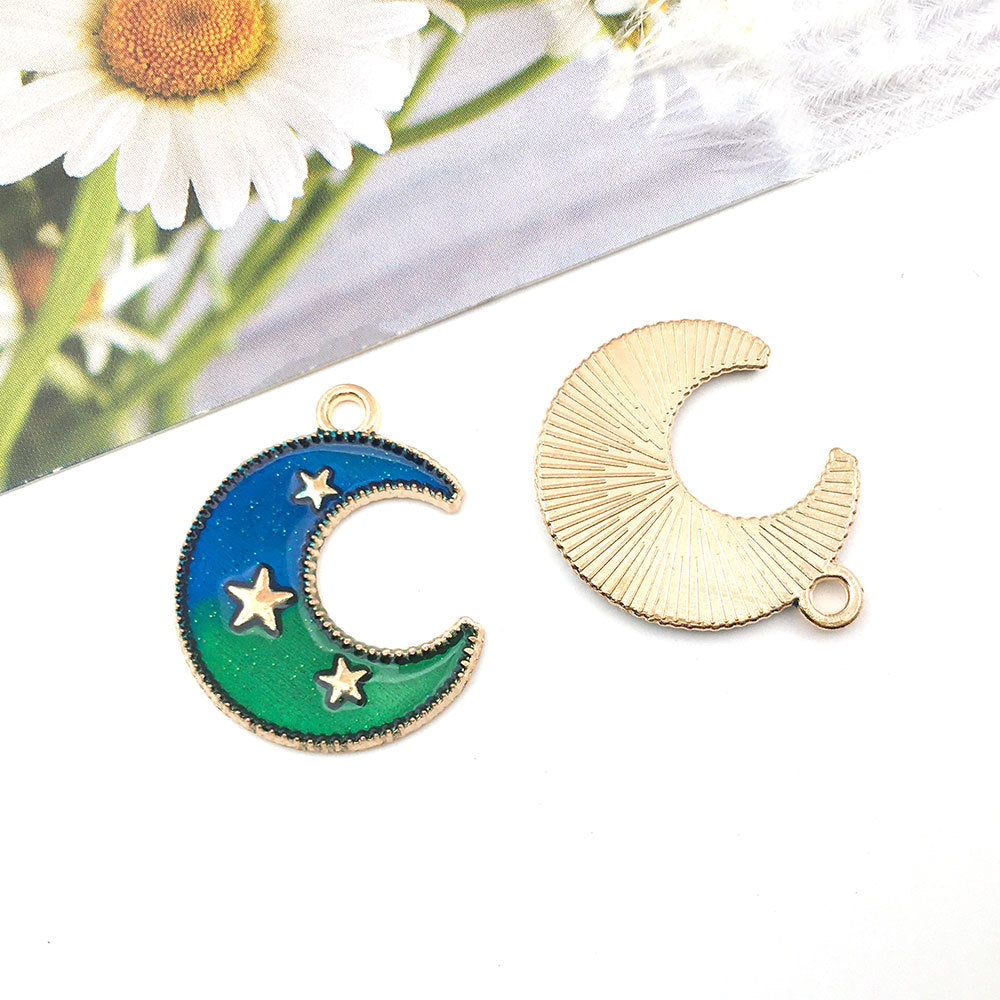 1 Piece Simple Style Moon  Crown Metal Enamel Inlay Pendant Jewelry Accessories