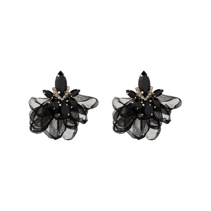 1 Pair Retro Flower Inlay Alloy Rhinestones Ear Studs