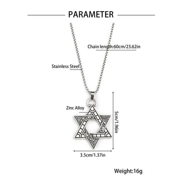 Hip-Hop Hexagram Zinc Alloy Plating Inlay Men's Pendant Necklace