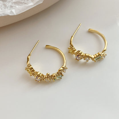 1 Pair Simple Style Solid Color Plating Inlay Copper Rhinestones 18K Gold Plated Ear Studs