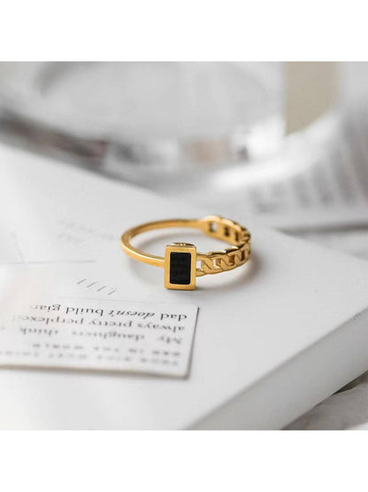 316 Stainless Steel  18K Gold Plated Basic Classic Style Commute Plating Rectangle Acrylic Rings