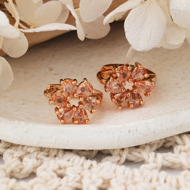 1 Pair Shiny Color Block Plating Inlay Copper Zircon Rose Gold Plated Ear Studs