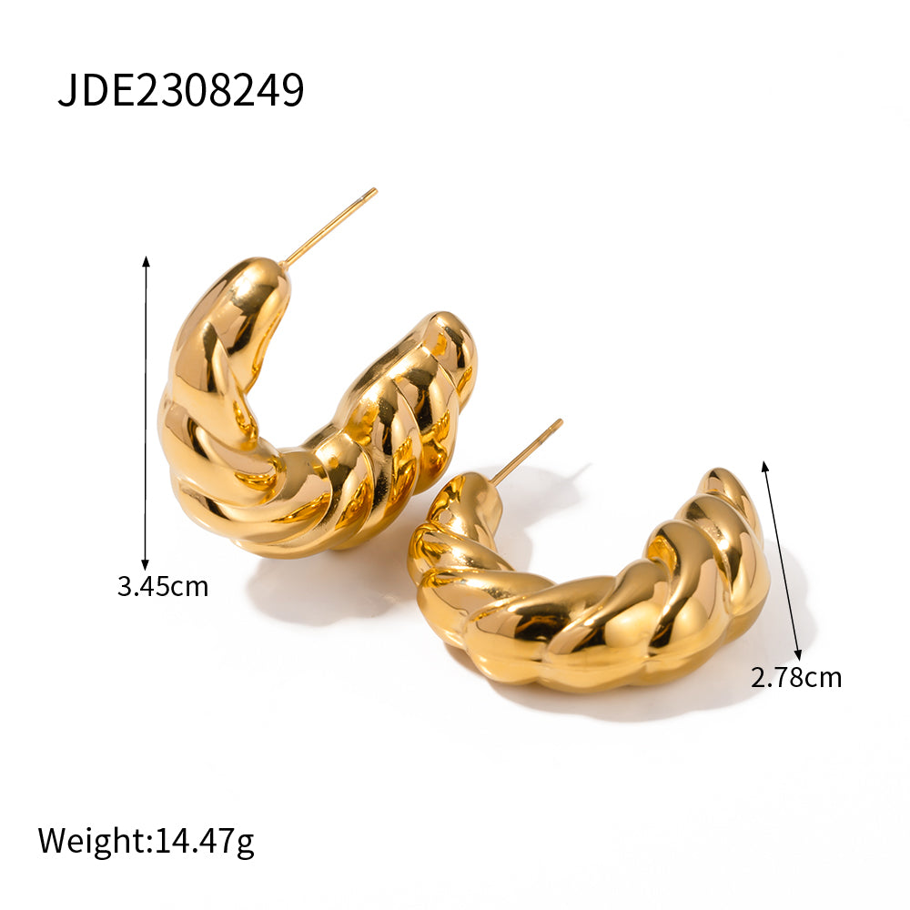 1 Pair Simple Style Classic Style Twist Plating 304 Stainless Steel 18K Gold Plated Ear Studs