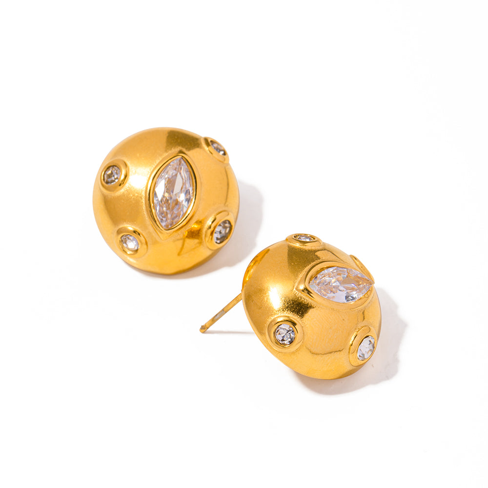 1 Pair Simple Style Classic Style Solid Color Plating 316 Stainless Steel  18K Gold Plated Ear Studs