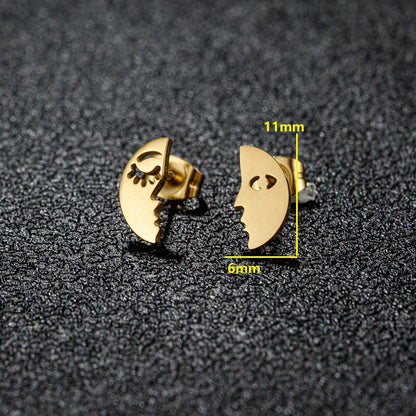 1 Pair Sweet Simple Style Snowflake Irregular Polishing Plating 304 Stainless Steel 18K Gold Plated Ear Studs