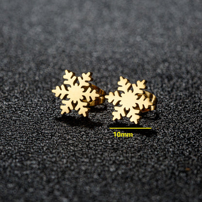 1 Pair Sweet Simple Style Snowflake Irregular Polishing Plating 304 Stainless Steel 18K Gold Plated Ear Studs