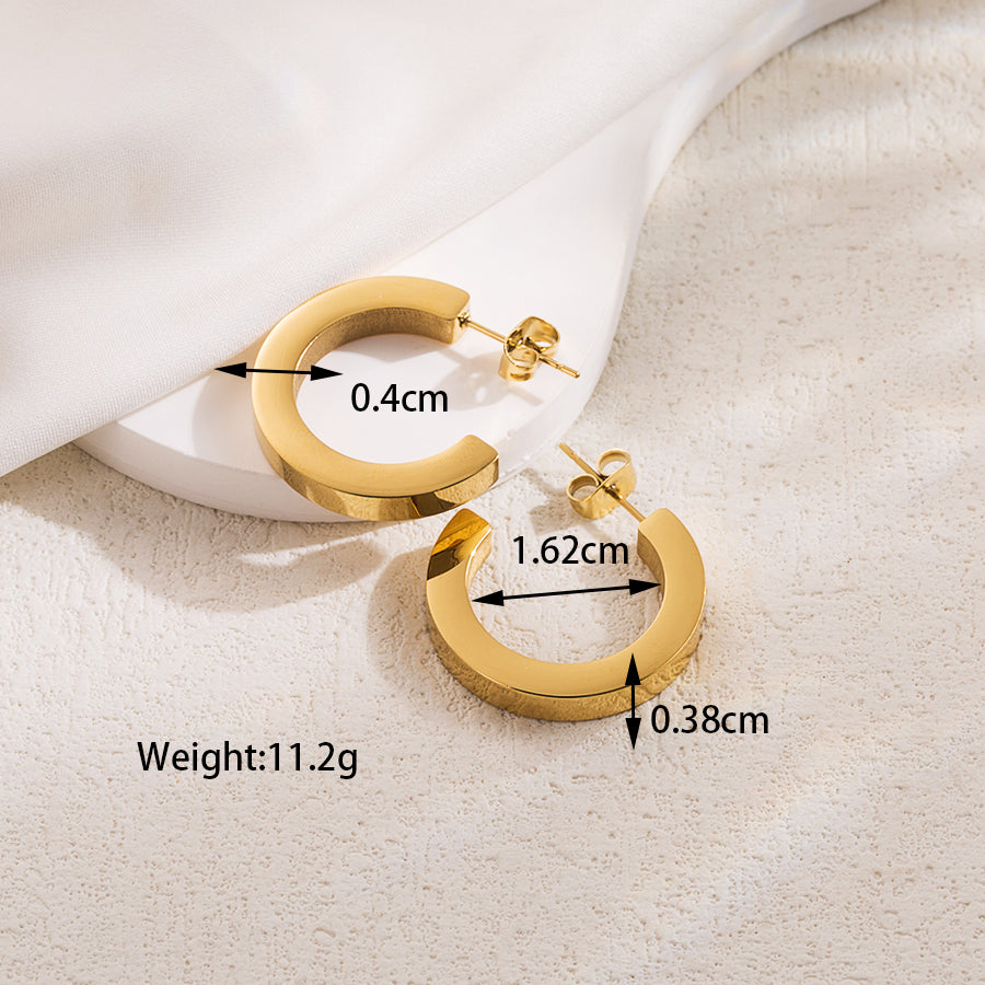 1 Pair Ig Style Basic Cool Style Solid Color Plating Stainless Steel 18k Gold Plated Earrings Ear Studs