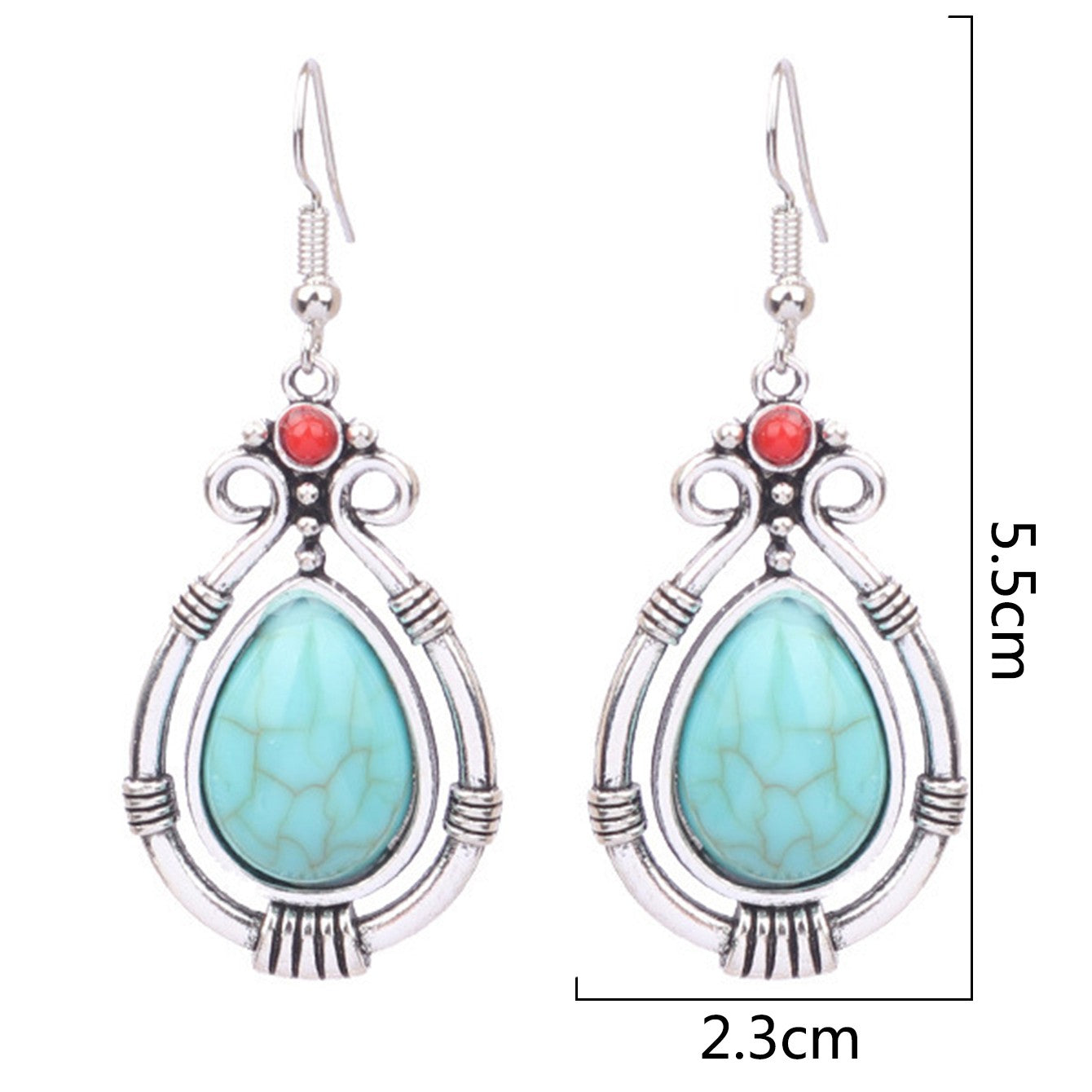 1 Pair Bohemian Round Inlay Zinc Alloy Turquoise Drop Earrings