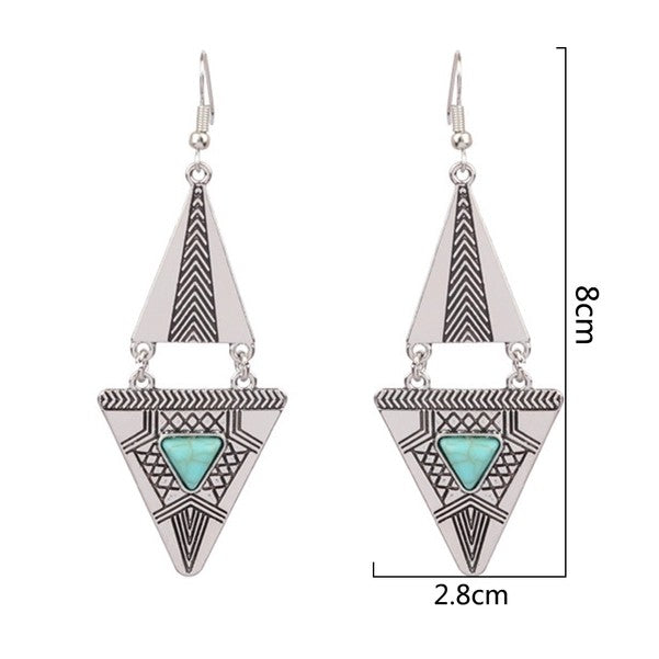 1 Pair Bohemian Round Inlay Zinc Alloy Turquoise Drop Earrings