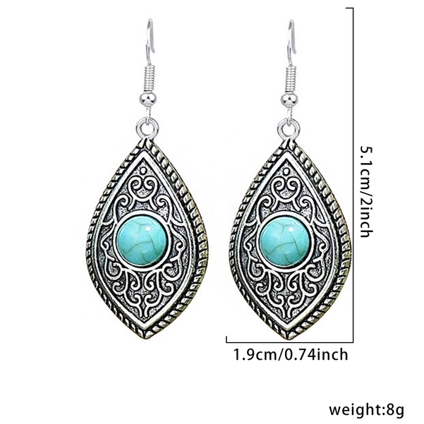 1 Pair Bohemian Round Inlay Zinc Alloy Turquoise Drop Earrings