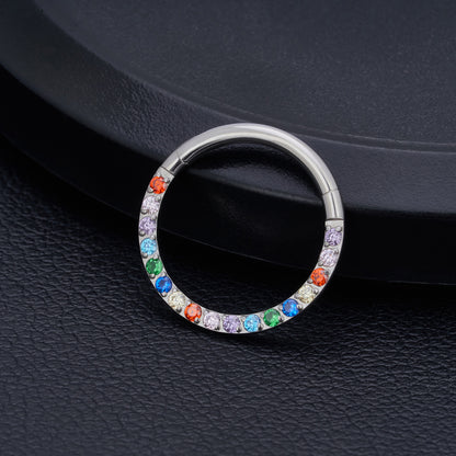 1 Piece Nose Rings & Studs Simple Style Classic Style Color Block Titanium Alloy Plating Inlay Zircon 18K Gold Plated Nose Rings & Studs