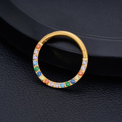 1 Piece Nose Rings & Studs Simple Style Classic Style Color Block Titanium Alloy Plating Inlay Zircon 18K Gold Plated Nose Rings & Studs