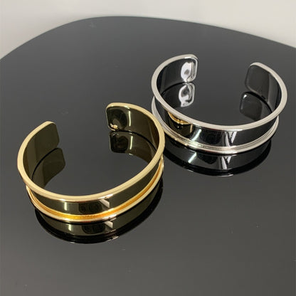 Steel Gold Plated Silver Plated Simple Style Classic Style Polishing Plating Metal Solid Color Bangle