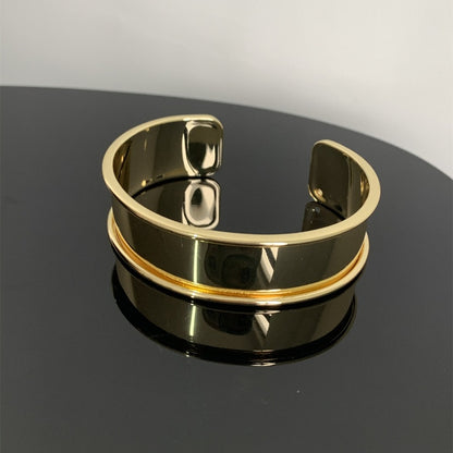 Steel Gold Plated Silver Plated Simple Style Classic Style Polishing Plating Metal Solid Color Bangle