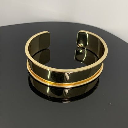 Steel Gold Plated Silver Plated Simple Style Classic Style Polishing Plating Metal Solid Color Bangle