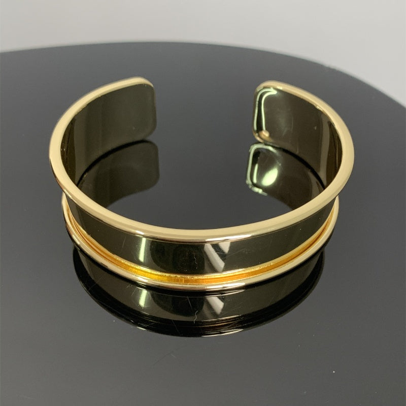 Steel Gold Plated Silver Plated Simple Style Classic Style Polishing Plating Metal Solid Color Bangle