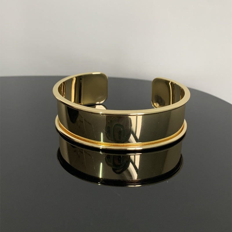 Steel Gold Plated Silver Plated Simple Style Classic Style Polishing Plating Metal Solid Color Bangle