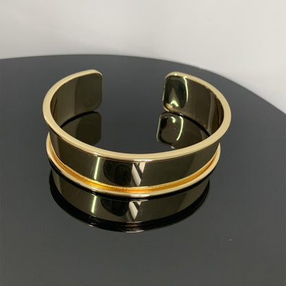 Steel Gold Plated Silver Plated Simple Style Classic Style Polishing Plating Metal Solid Color Bangle