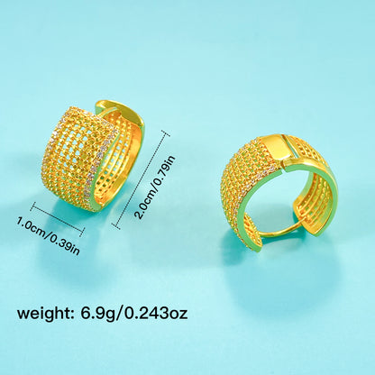 1 Pair Simple Style Commute Round Plating Inlay Copper Zircon 18K Gold Plated Hoop Earrings