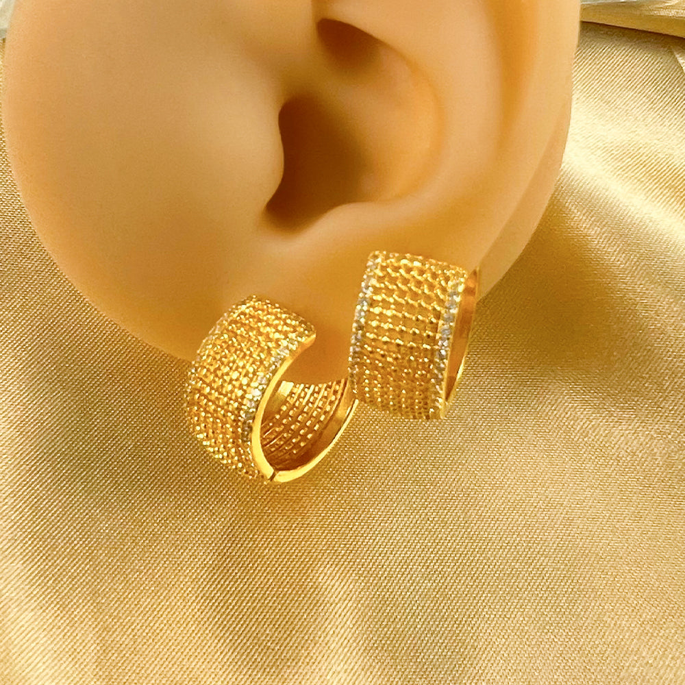 1 Pair Simple Style Commute Round Plating Inlay Copper Zircon 18K Gold Plated Hoop Earrings